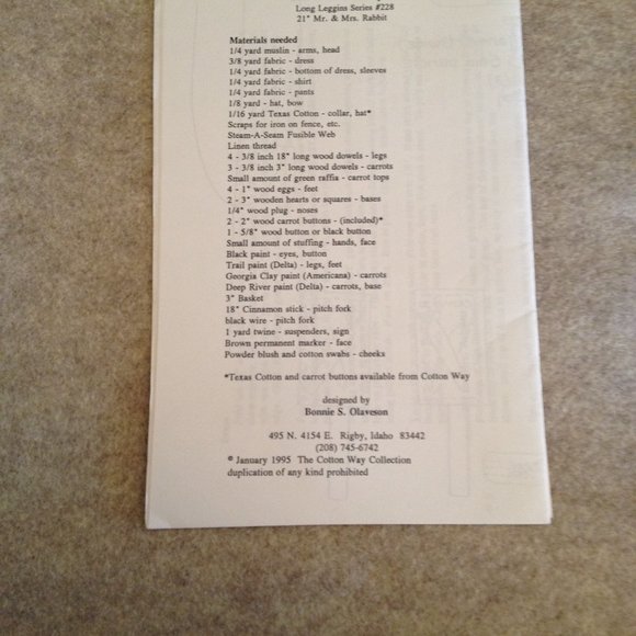 Fabric Doll Sewing Pattern Bundle Rag Doll Country Bunny Rabbit Carrots Stuffed - Picture 5 of 8